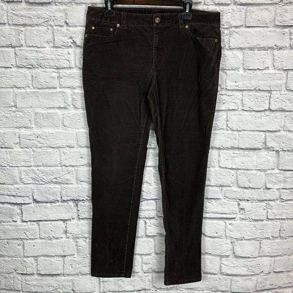 Michael Kors Brown Corduroy Skinny Pants Size 12 - Picture 1 of 11